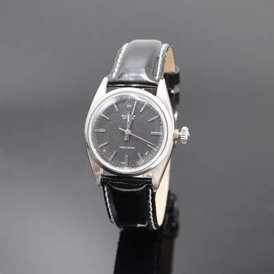 ROLEX Oyster Precision Herrenarmbanduhr Referenz 6426/6425, Schweiz 2. Quartal 1966 lt. Gravur im Boden, Handaufzug, verschr. Gehäuse, schwarze ...