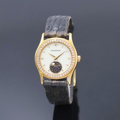 Jaeger-LeCoultre Damenarmbanduhr in GG 750/000 Referenz 140.130.1, Schweiz um 1998, quarz, Boden 4-fach verschr., Lederband m. orig. verg. Dornschl., ...