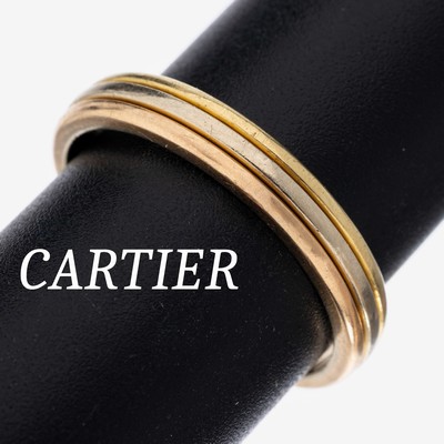 18 kt Gold CARTIER Ring, GG/WG/RG 750/000, pers. Inschrift, RW 62, ca. 5.4 g, sign. und num., Must de Cartier Box