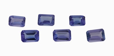 Lot 6 lose Tansanite, zus. ca. 3.51 ct, facett. Baguettes