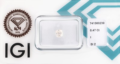 Loser Altschliffdiamant, 0.47 ct l.get.Weiß(I)/si2, eingeschweißt, IGI -Expertise