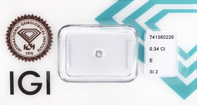 Loser Brillant, 0.34 ct hochfeines Weiß(E)/si2, eingeschweißt, IGI-Expertise