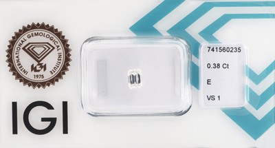 Loser Diamant, 0.38 ct hochfeines Weiß(E)/vs1,Cut Cornered Rectangular Mixed Cut, eingeschweißt, IGI-Expertise