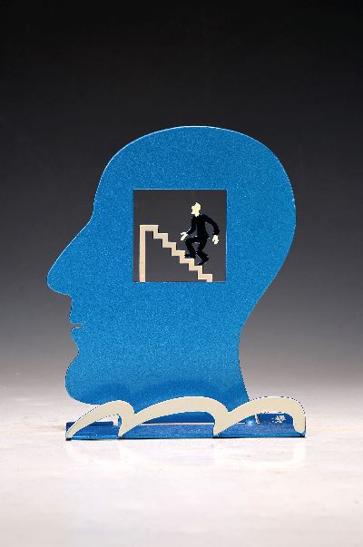 David Gerstein, geb. 1944 Jerusalem, Skulptur, Edelstahl geschnitten und lackiert, H. ca. 20.5cm