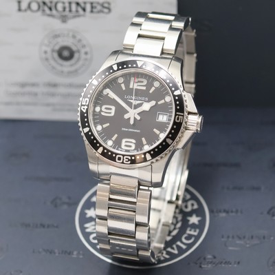 LONGINES Hydro Conquest Armbanduhr in Edelstahl Referenz L3.340.4, Schweiz lt. beil. Pap. verk. 03/2018, quarz, orig. Gliederband m. Faltschl., ...