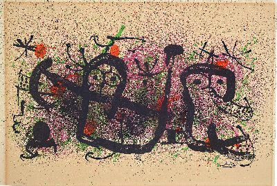 Joan Miro, 1893-1983, Farblithographie," Ma de Proverbis", Ed. 831/1000, in der Platte signiert, Blatt 37x54 cm, flächig gebräunt, recht ...