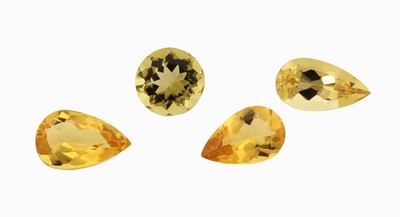 Lot 4 lose Heliodore, zus. ca. 8.62 ct, 3 x facett. Tropfen, 1 x rundfacett.