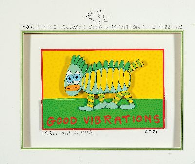James Rizzi, 1950-2011, Good Vibrations, dreidimensionale Farblitho von 2001, sign. und num. A/P XLVII/L, ca. 10x15cm, auf dem PP handschriftl. ...