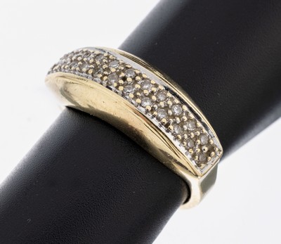 14 kt Gold Diamant-Ring, GG 585/000, 24 8/8-Diamanten zus. ca. 0.25 ct Weiß/p, RW 57, ca. 5.6 g