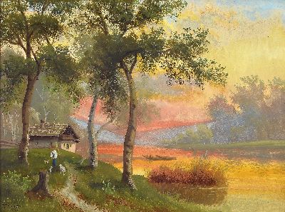 H. Rohr, Pseudonym des Karl Kaufmann, 1843 Neplachowice-1905 Wien, Paar Aquarelle, "Am Zeller See" und wohl Zürichsee, je signiert und ...