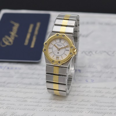 CHOPARD Damenarmbanduhr St. Moritz Referenz 8024, quarz, Edelstahl/Gold kombiniert inkl. Gliederband m. dopp. Faltschl., Goldlünette gegen Geh. ...