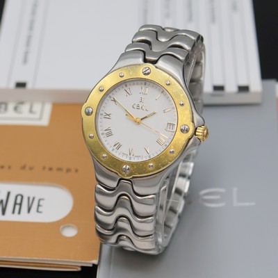 EBEL Herrenarmbanduhr Model Sportwave Referenz 6187631, quarz, Edelstahl/Gold komb. inkl. Gliederband m. dopp. Faltschl., Boden verschr., weißes ...