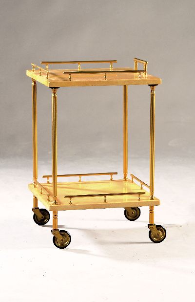Teewagen, TU, Mailand, Italien, 1980er-Jahre , Messingmonturen, 2 Etagen, auf vier Rollen, 55x35x35 cm, EZ 2