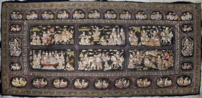 "Kalaga"Stickerei, Burma, Anfang 20.Jhd, Metallstickerei mit Glassperlen, ca. 347 x 160 cm, EHZ: 2