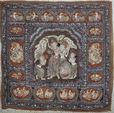 "Kalaga"Stickerei, Burma, Anfang 20.Jhd, Metallstickerei mit Glassperlen, ca. 173 x 173 cm, EHZ: 2