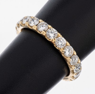 14 kt Gold Brillant-Memoryring, GG 585/000,21 Brillanten zus. ca. 2.40 ct (grav.) feines Weiß-Weiß/vs-si, RW 57, ca. 4 g