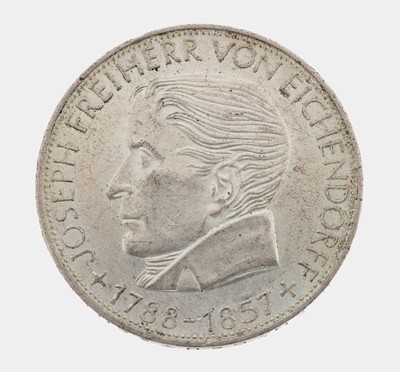 Silbermünze 5 Mark, Deutschland, 1957, Freiherr von Eichendorff
