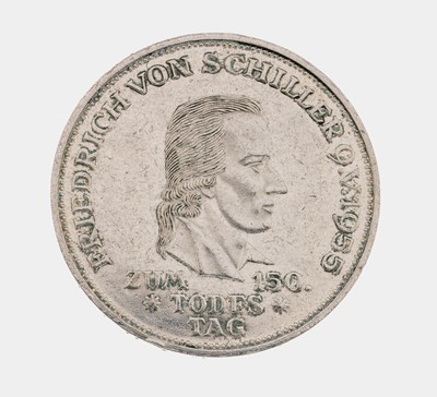 Silbermünze 5 Mark, Deutschland, 1955, 150. Todestage Friedrich Schiller