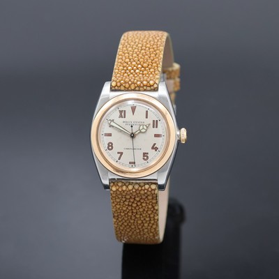 ROLEX Oyster Perpetual Bubble Back Chronometer Armbanduhr Referenz 3133, Schweiz um 1947, Automatik, Edelstahlgeh., Boden u. Krone verschr., ...