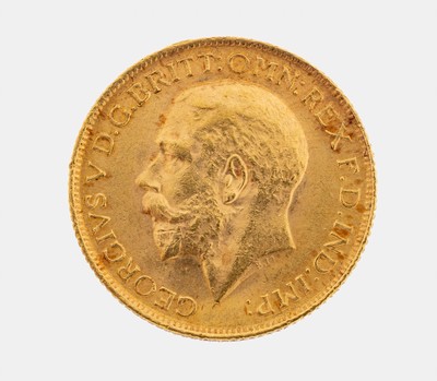 Goldmünze, Sovereign, 1912, Georg V., RV: Heiliger Georg hoch zu Ross im Kampf mit dem Drachen