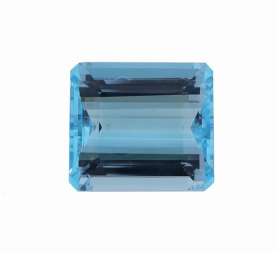 Loser Topas, 91.454 ct, Treppenschliff, ca. 27.28 x 24.37 x 13.90 mm, behandelt, schöne Farbe, EPI-Zertifikat und Wertgutachten über 3200-3660 EUR ...