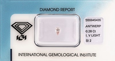 Loser Diamant-Tropfen, 0.28 ct Very Light Pink/si2, verschweißt, IGI Expertise