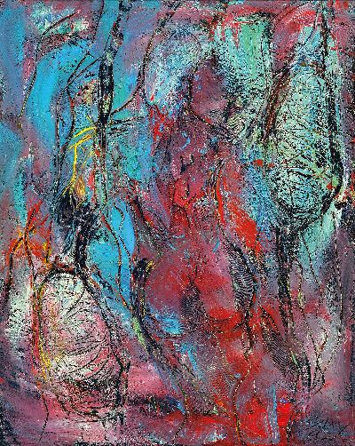 Dietmar Brixy, geb. 1961 Mannheim, abstrakte Komposition, Öl/Lwd, rechts unten signiert und dat. 93, ca. 50x40cm, Stahlrahmen mit Schattenfuge, ...