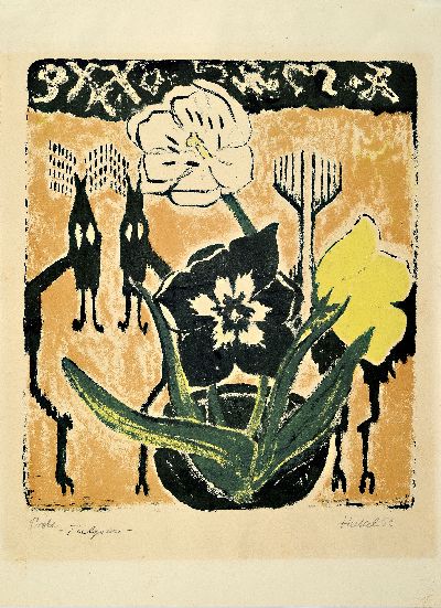 Erich Heckel, 1883 Döbeln-1970 Radolfzell, Tulpen, Farbholzschnitt, rechts unten handsigniert und dat. 53, links unten bezeichnet Probe ...