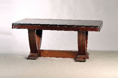 Salontisch, Art-Deco, um 1930, Mahagoni massiv, Seiten zum ausziehen, ohne Verlängerungsplatten, ca. 74x171x109cm, EZ 2-3