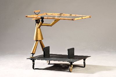 Barwagen, Vintage, 20.Jh., mit Glasplatte und Bambusrahmen, auf Rollen, ca. 65x67x45 cm, EZ 2-3
