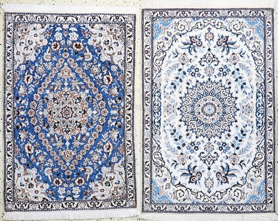 2 Lots Nain fein, Persien, Ende 20.Jhd, Korkwolle mit Seide, ca. 135 x 90 cm, EHZ: 2