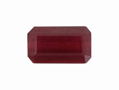 Loser Rubin, ca. 9.65 ct, oktagonaler Treppenschliff, ca. 15.24 x 8.87 x 5.77 mm, Purplish Red, Anzeichen für Reinheitsbehandlung, Bleiglasfüllung, ...