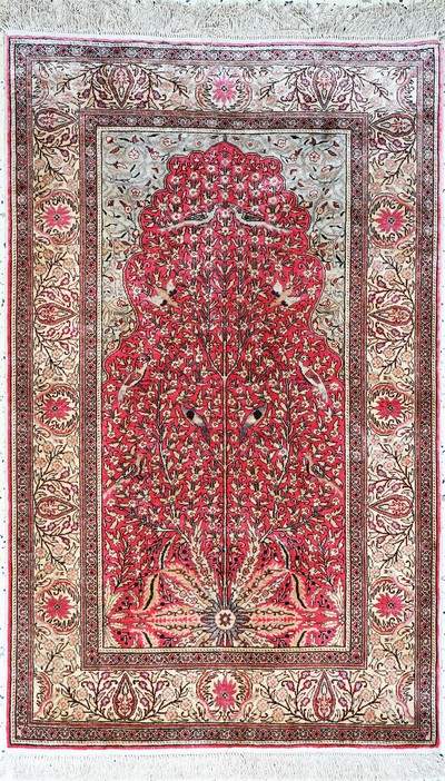 Seiden Kayseri, Türkei, Mitte 20.Jhd, reineNaturseide, ca. 142 x 90 cm, EHZ: 1-2