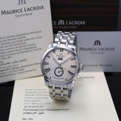 MAURICE LACROIX Herrenarmbanduhr Serie Pontos Modell Grand Guichet GMT Referenz PT6098, Schweiz verk. lt. beil. Pap. 03/2009, Automatik, ...