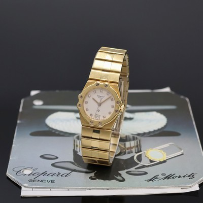 CHOPARD St. Moritz Damenarmbanduhr in GG 750/000 Referenz 5156, Schweiz verk. lt. Pap. 12/1987, quarz, Monocoque-Geh. inkl. orig. Gliederband m. ...