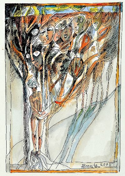Heinz Brzoska, 1942-2015, 4 aquarellierte Tuschzeichnungen, alle handsign., 1x dat. 2003, ca. 28x19cm, PP, u.Gl., R. ca. 64x54cm; 1x dat. 2005, ca. ...