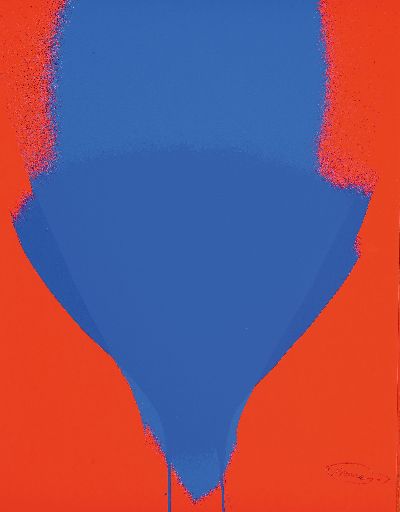 Otto Piene, 1928-2014, Farbserigrafie, sign., dat. 1977, Titel: blau-leuchtend Rot, ca.30x22,5 cm
