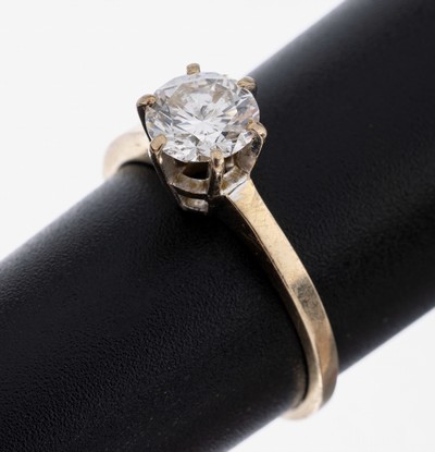 18 kt Gold Brillant-Ring, WG 750/000, Brillant 1.024 ct hochfeines Weiß+(D)/vvs, RW 56, ca. 2.9 g, DPL-Expertise anbei