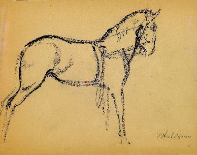 Max Liebermann, 1847-1935, signierte Bleistiftzeichnung, Motiv: Zirkuspferd-Studie, Provenienz: aus Berliner Sammlung, seit 1992 in süddeutscher ...