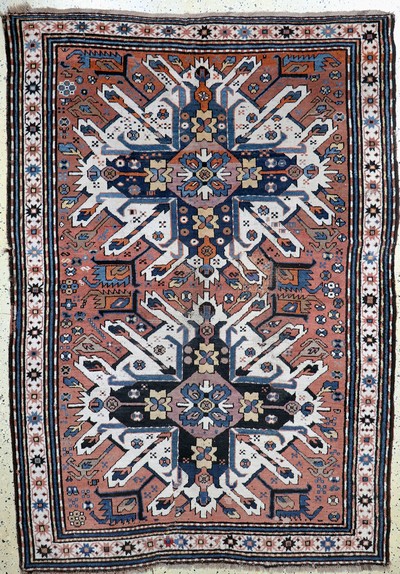 Tschelaberd"Adler-Kazak", Kaukasus, 19.Jhd,Wolle auf Wolle, ca. 233 x 165 cm, EHZ: 3, (restaurierte Stellen)