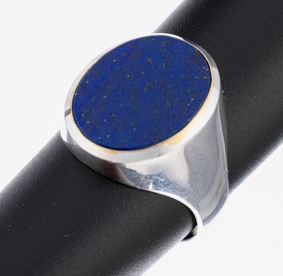 14 kt Gold Lapislazuli-Siegelring, WG 585/000, ovale Lapislazuli-Platte, RW 63, ca. 7.3 g