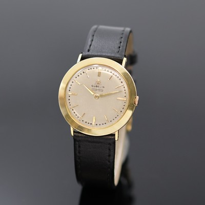 GÜBELIN Ipsomatic Armbanduhr in GG 750/000, Schweiz um 1955, Handaufzug, Boden u. Glasrand gedr., silb. Zifferbl. rest., gold. Std.-Ind. u. Zeiger, ...
