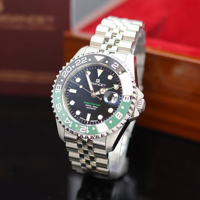 GIGANDET World Trip GMT Herrenarmbanduhr Referenz G1000-010M-C, Deutschland verk. lt. beil. Pap. 02/2025, Automatik, Edelstahlgeh. inkl. orig. ...