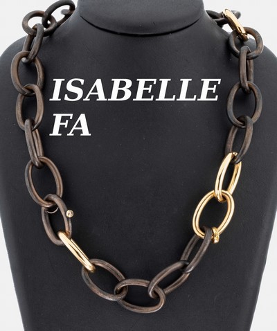 Ausgefallenes 18 kt Gold und Bronze ISABELLE FA Collier, RG 750/000, Modell Divine 21, Glieder z.T. aus patinierter Bronze und Gold, L. ca. 59 cm, ...