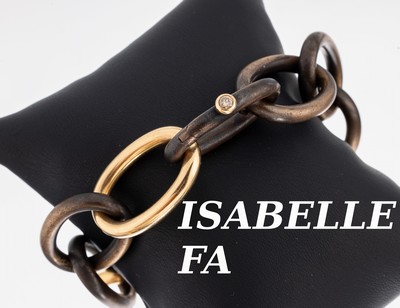 Ausgefallenes 18 kt Gold und Bronze ISABELLE FA Armband, RG 750/000, Modell Divine 21, Glieder z.T. aus patinierter Bronze und Gold, L. ca. 23 cm, ...