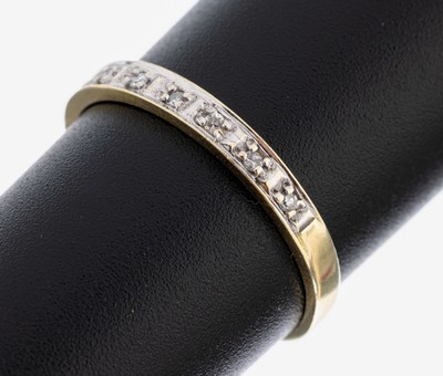 14 kt Gold Diamant-Ring, GG 585/000, 10 kl.8/8-Diamanten, RW 58, ca. 2.1 g