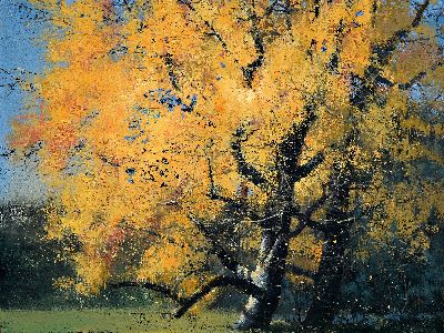Matteo Massagrande, geb. 1959 Padua, "Albero", 2013, Öl/Holztafel, signiert, 30x40 cm, mit beiliegender Authentik der Galleria Stefano ...