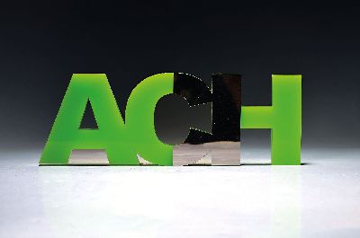 Babak Saed, geb. 1956 Maschhad/Oran, "ACH", gelasertes Acrylglas, Edelstahl auf Hellgrün, eines von verschiedenen Farbvarianten mit je ...