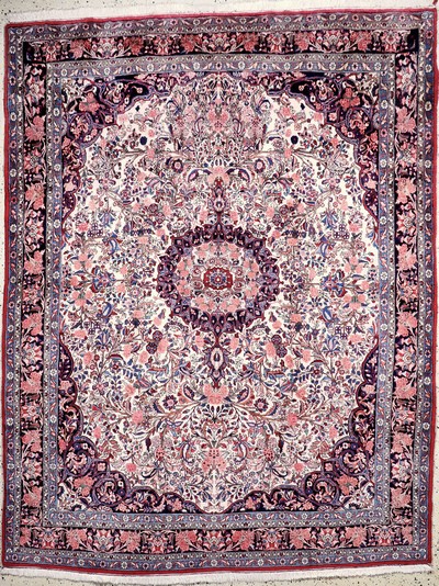 Rosenbidjar Kork, Persien, Mitte 20.Jhd, Korkwolle auf Baumwolle, ca. 292 x 225 cm, gereinigt, EHZ: 1-2