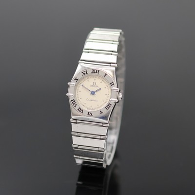 OMEGA Damenarmbanduhr Serie Constellation Referenz 795.1080, Schweiz um 1990, quarz, Edelstahlgeh. inkl. Gliederband m. Faltschl., Boden m. Darst. ...